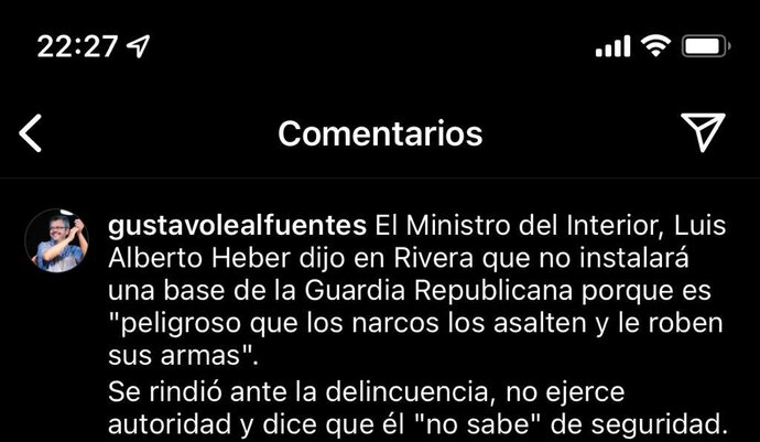 Gobierno no instala base de La Republicana en Rivera por miedo a que les roben las armas